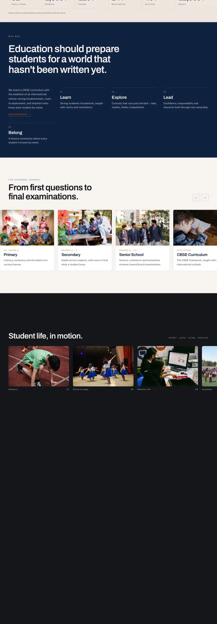 BPS school website home page design