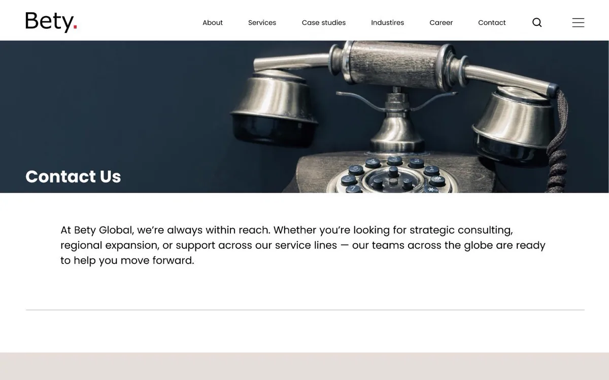 Bety contact page